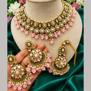 Charbhuja Art Heritage Pota Stone And Kundan Stone Beads Necklace Set 