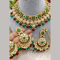 Charbhuja Art Heritage Pota Stone And Kundan Stone Beads Necklace Set