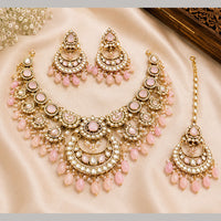 Charbhuja Art Heritage Pota Stone And Kundan Stone Beads Necklace Set