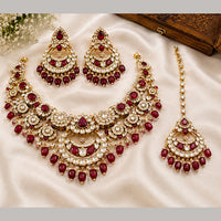 Charbhuja Art Heritage Pota Stone And Kundan Stone Beads Necklace Set