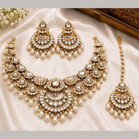 Charbhuja Art Heritage Pota Stone And Kundan Stone Beads Necklace Set