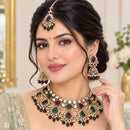 Charbhuja Art Heritage Pota Stone And Kundan Stone Beads Necklace Set