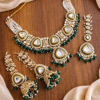Charbhuja Art Heritage Kundan Stone And Beads Necklace Set 
