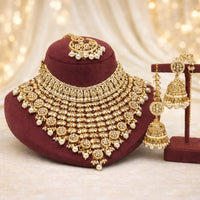 Charbhuja Art Heritage Kundan Stone And Beads Choker Necklace Set