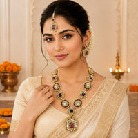 Charbhuja Art Heritage Pota Stone And Austrian Stone Necklace Set