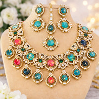 Charbhuja Art Heritage Druzy Crystal Stone And Austrian Stone Necklace Set
