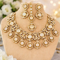 Charbhuja Art Heritage Druzy Crystal Stone And Austrian Stone Necklace Set