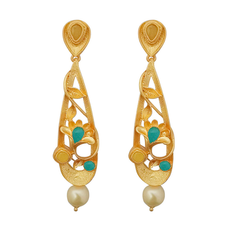 Amina Creation Gold Plated Dangler Earrings