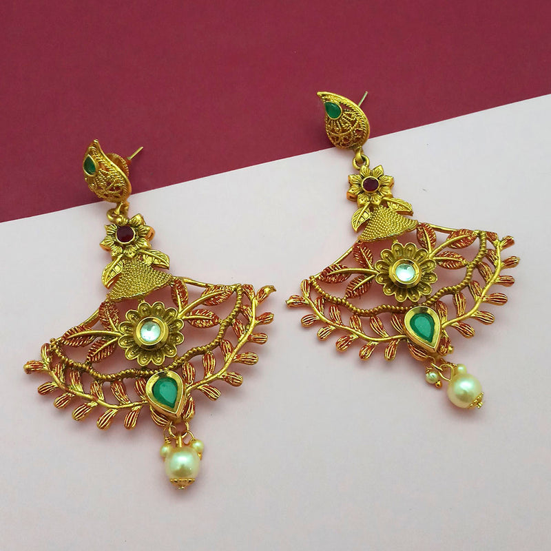 Amina Creation Gold Plated Dangler Earrings