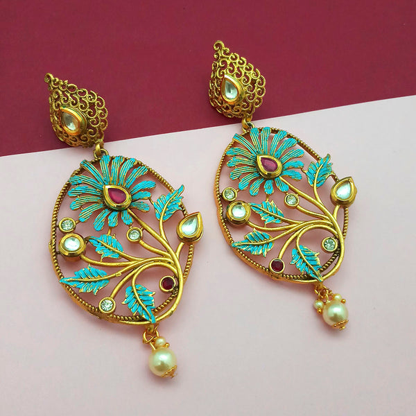 Amina Creation Gold Plated Dangler Earrings