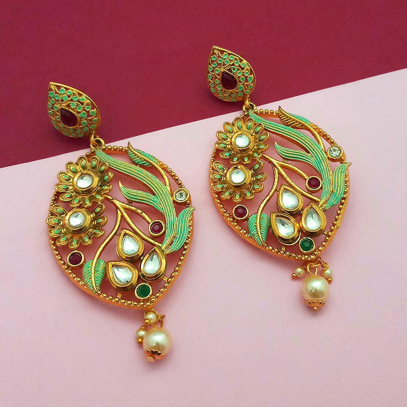 Amina Creation Gold Plated Dangler Earrings