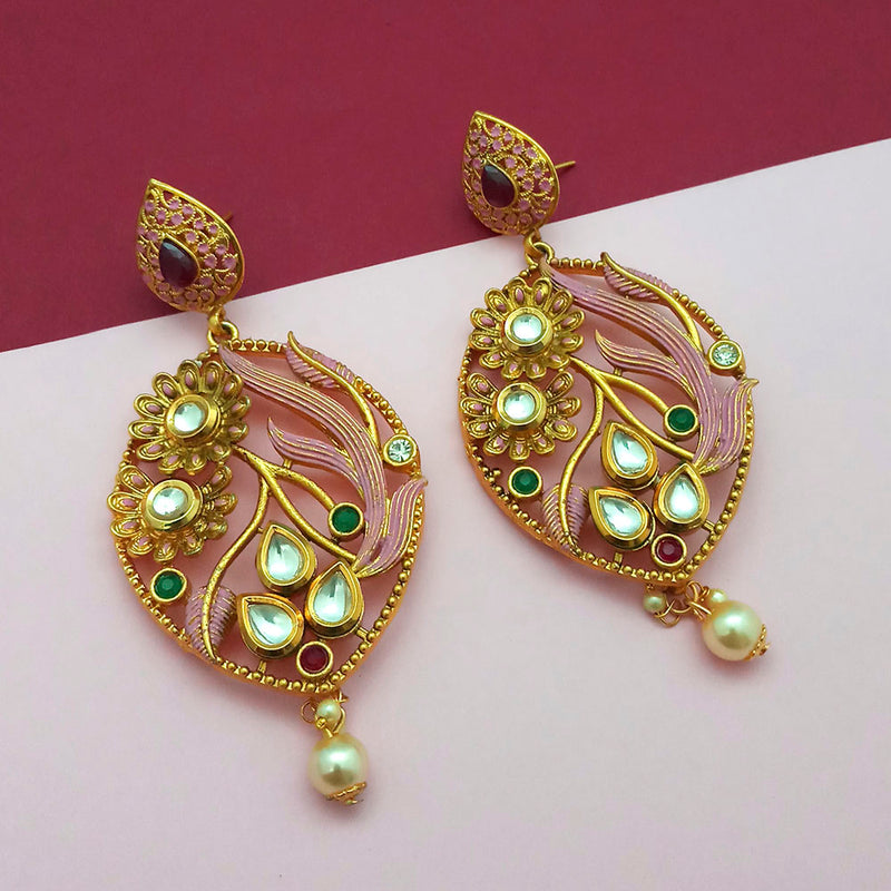 Amina Creation Gold Plated Dangler Earrings