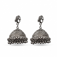 Urthn Heritage Oxidised Jhumka Earrings(Pack of 3)