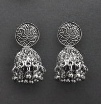Urthn Traditional Oxidised Finish Jhumka Earrings(Pack of 6)