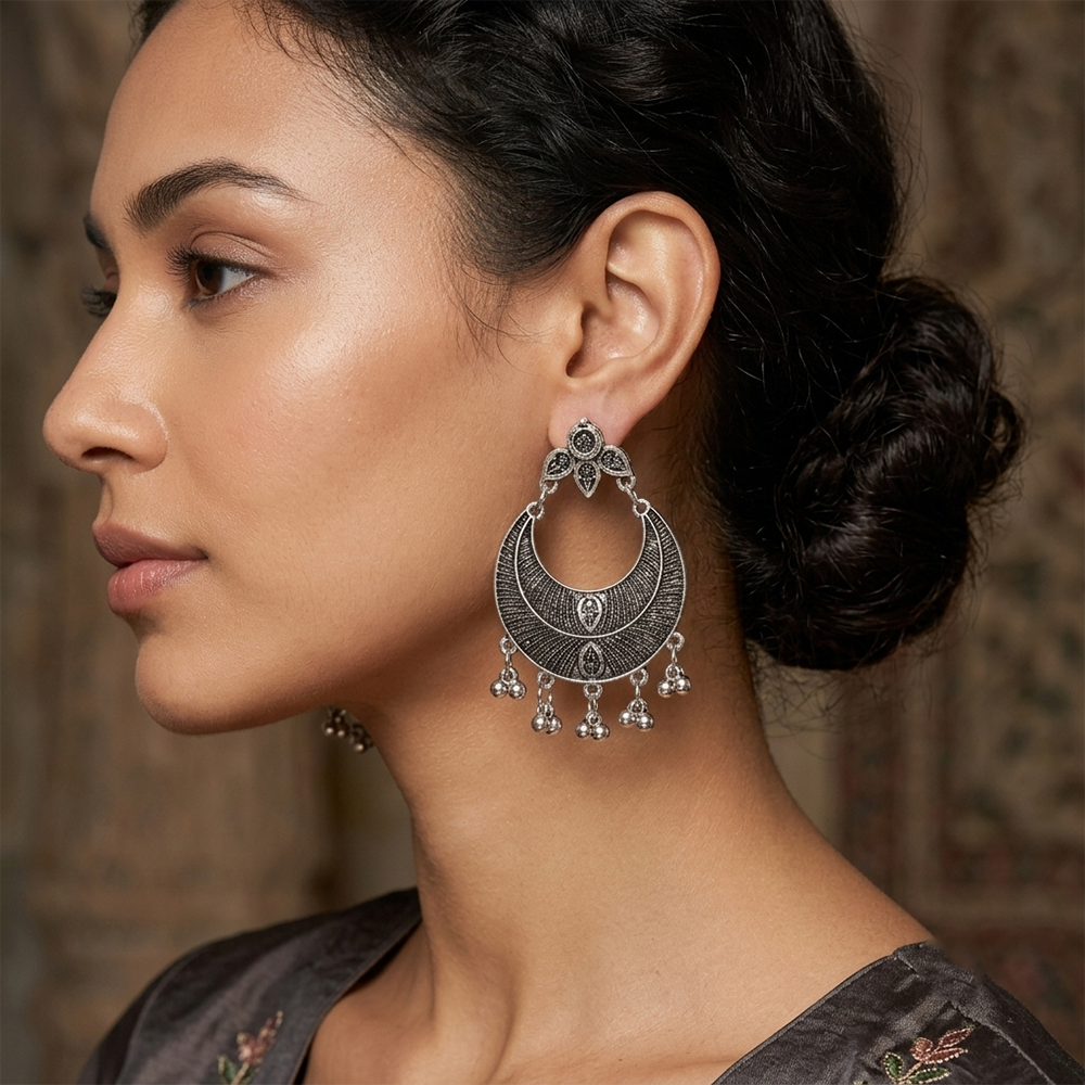 Urthn Traditional Oxidised Dangler Earring for women(Pack of 6)