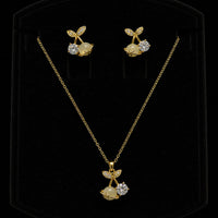 Shipra Gold Elegant Cherry Design Pendant Necklace & Earrings Set