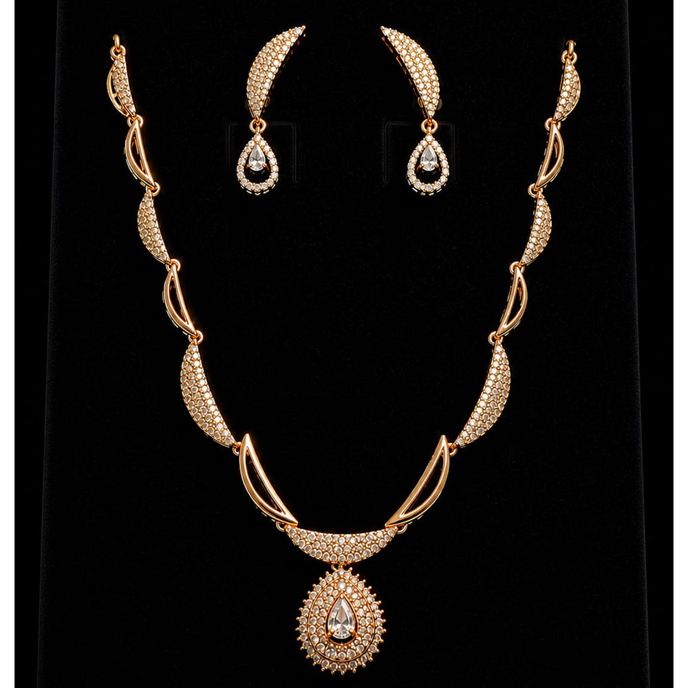 Shipra Gold Plated American Diamond Necklace Set
