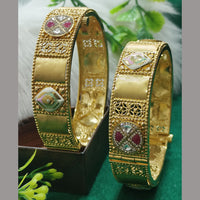 Navkar Jewellers Forming Kundan Stone And Meenakari Openable Bangles Set