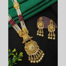 Navkar Jewellers Pota Stone and Pearl Long Necklace Set