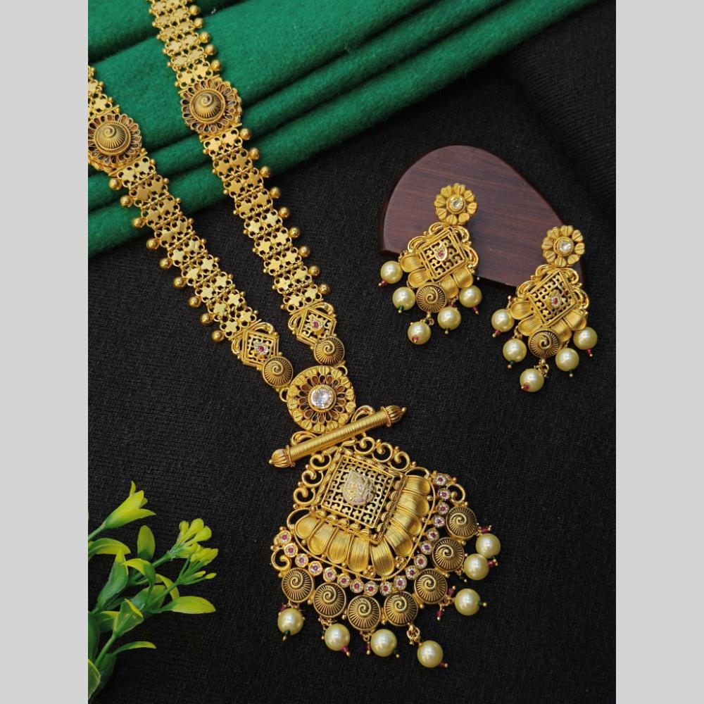 Navkar Jewellers Vedic Glory Antique Long Necklace Set