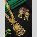 Navkar Jewellers Pota Stone and Pearl Long Necklace Set