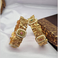 Reet Revaz Gold Plated Pota Stone And Pearls Openable Bangles Set