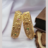 Reet Revaz Gold Plated Pota Stone Temple Openable Bangles Set