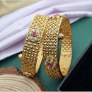 Reet Revaz Gold Plated Pota Stone Openable Bangles Set