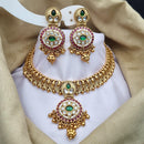 Reet Revaz Gold Plated Polki Kundan Stone And Pearls Necklace Set