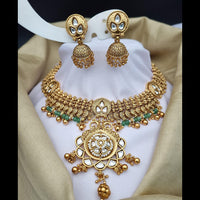 Reet Revaz Gold Plated Polki Kundan Stone And Pearls Necklace Set