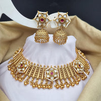 Reet Revaz Gold Plated Polki Kundan Stone And Pearls Necklace Set