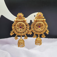 Reet Revaz Gold Plated Pota Stone Jhumki Earrings