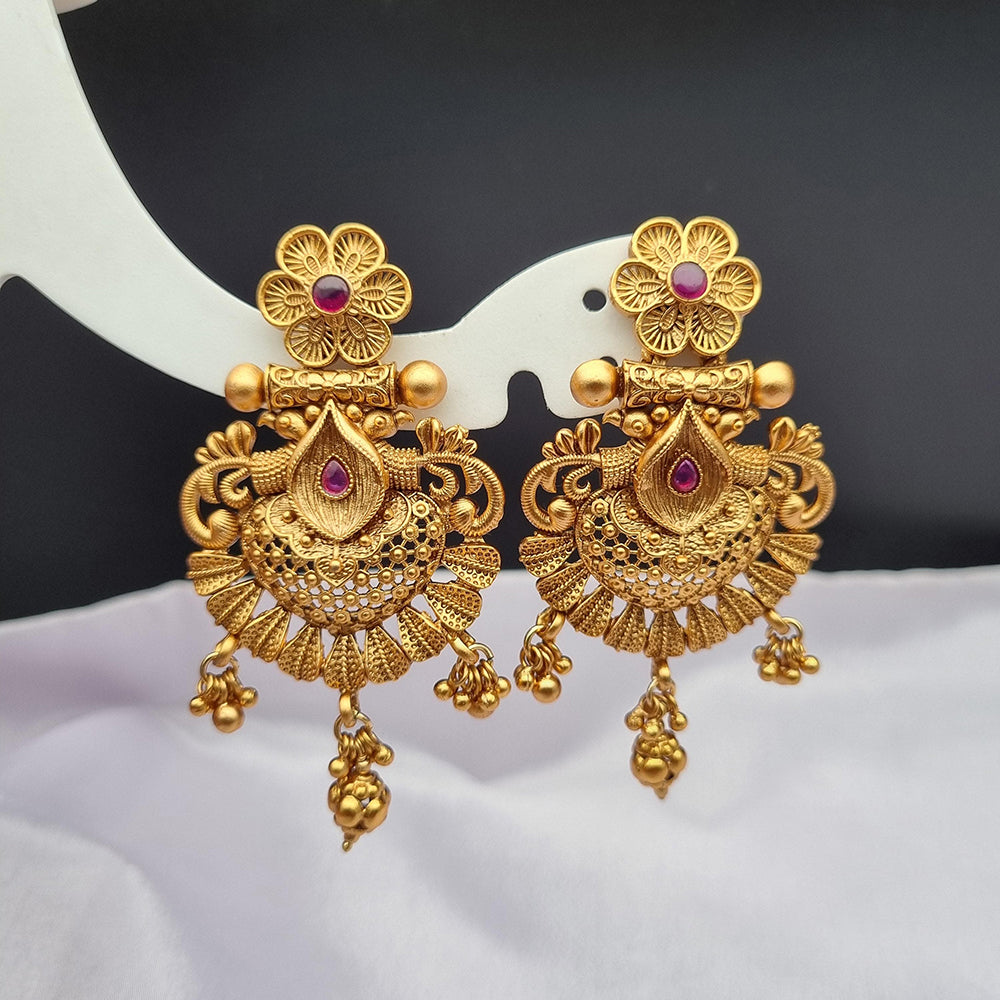 Reet Revaz Gold Plated Pota Stone Dangler Earrings