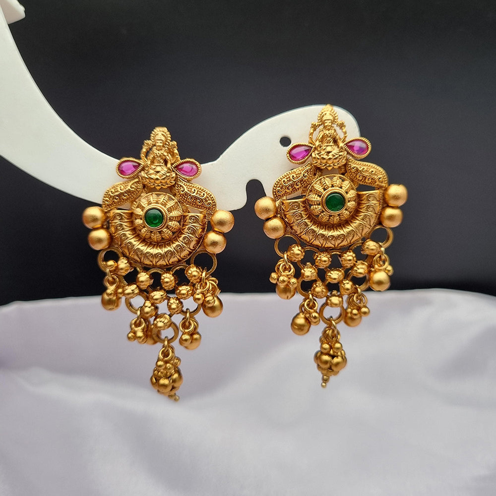 Reet Revaz Gold Plated Pota Stone Dangler Earrings