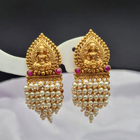 Reet Revaz Gold Plated Pota Stone And Pearl Dangler Earrings