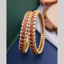 Reet Revaz Gold Plated Pota Stone And Pearl Bangles Set