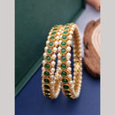Reet Revaz Gold Plated Pota Stone And Pearl Bangles Set
