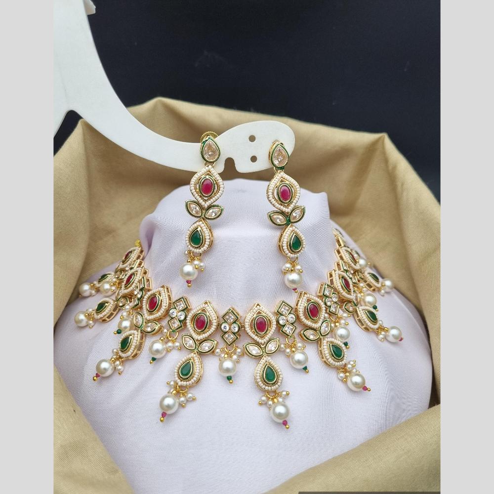 Reet Revaz Gold Finish Elegant Pota Pearl And Beads Necklace Set