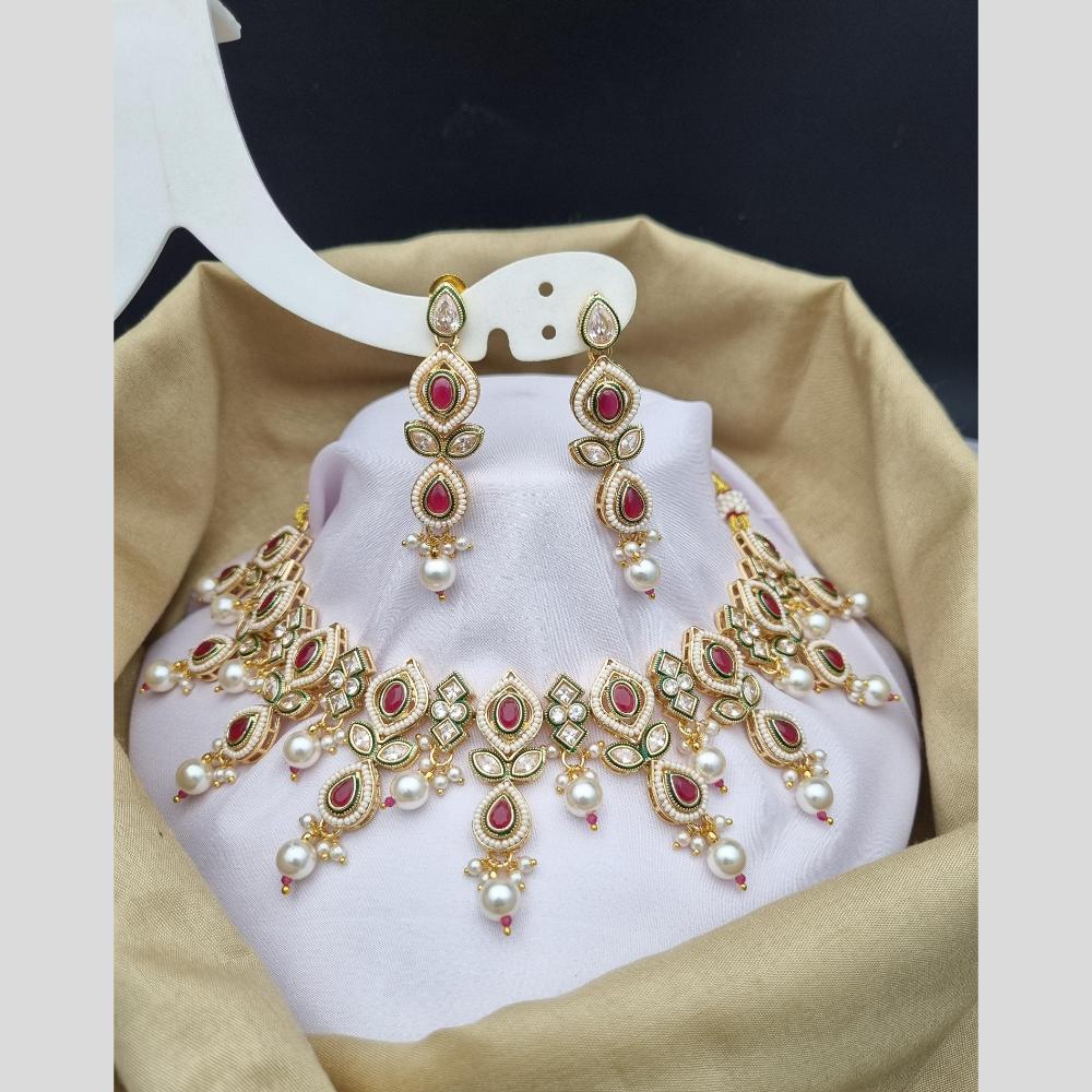 Reet Revaz Gold Finish Elegant Pota Pearl And Beads Necklace Set