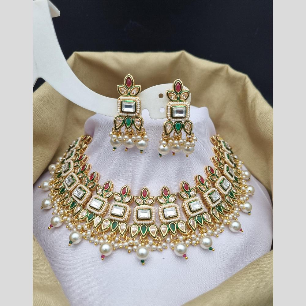 Reet Revaz Gold Finish Elegant Pota Pearl And Beads Necklace Set