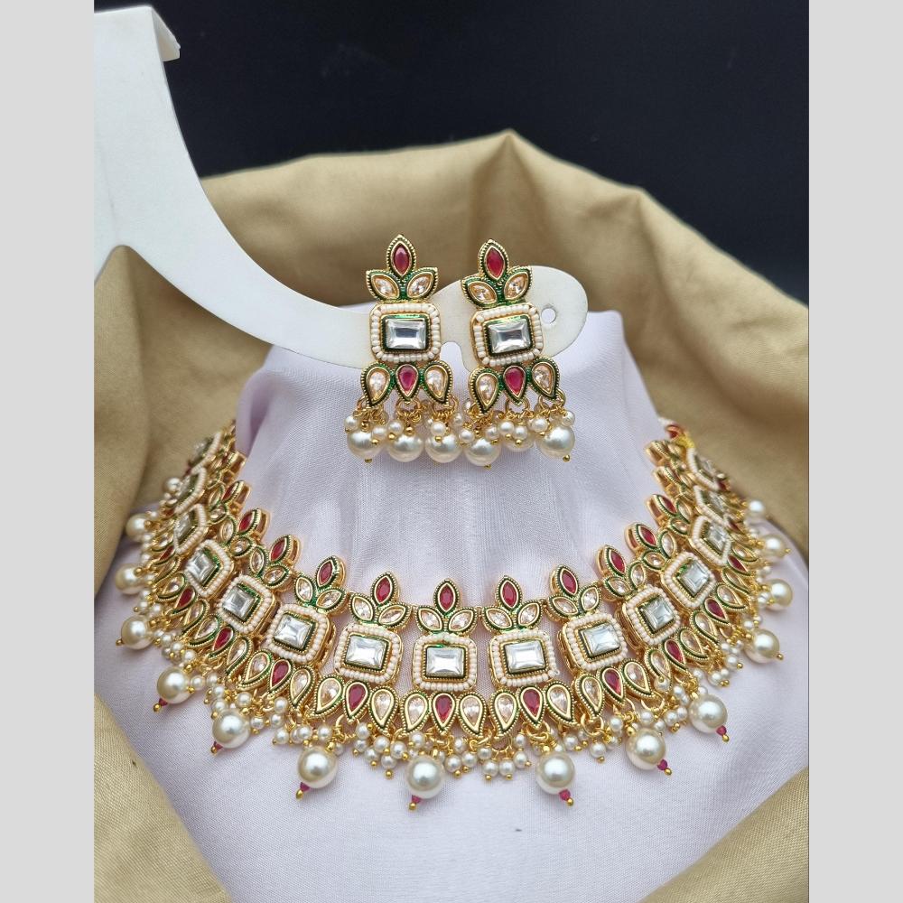 Reet Revaz Gold Finish Elegant Pota Pearl And Beads Necklace Set