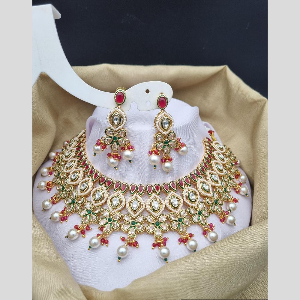 Reet Revaz Gold Finish Elegant Pota Pearl And Beads Necklace Set