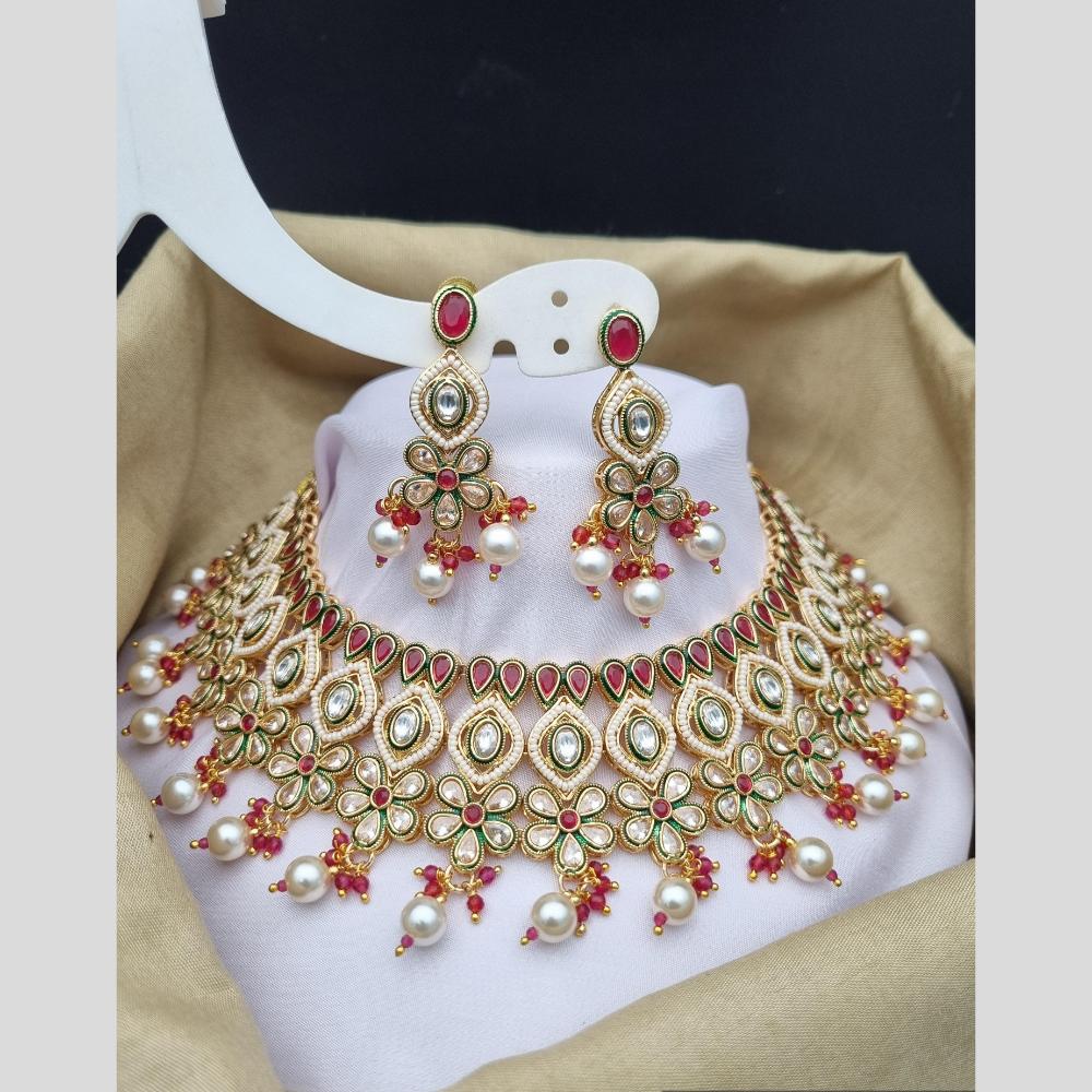 Reet Revaz Gold Finish Elegant Pota Pearl And Beads Necklace Set