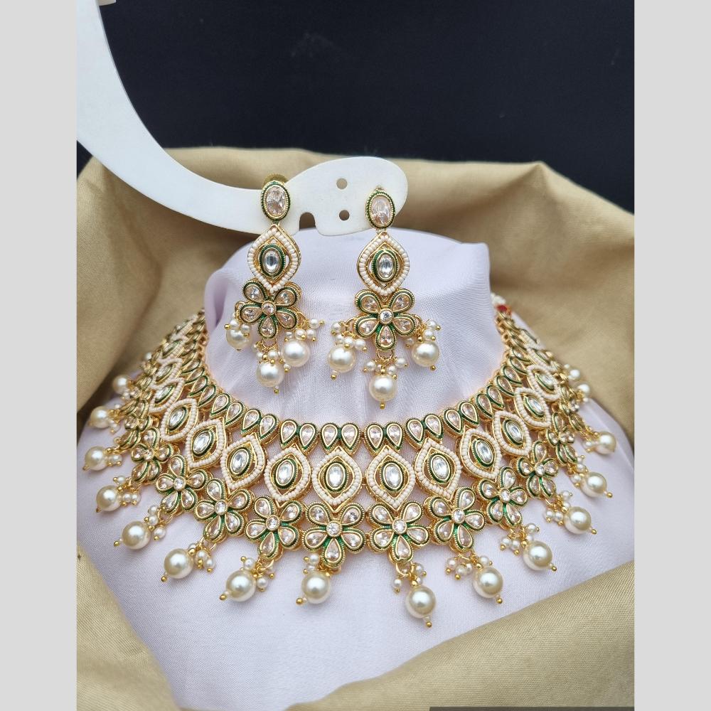 Reet Revaz Gold Finish Elegant Pota Pearl And Beads Necklace Set