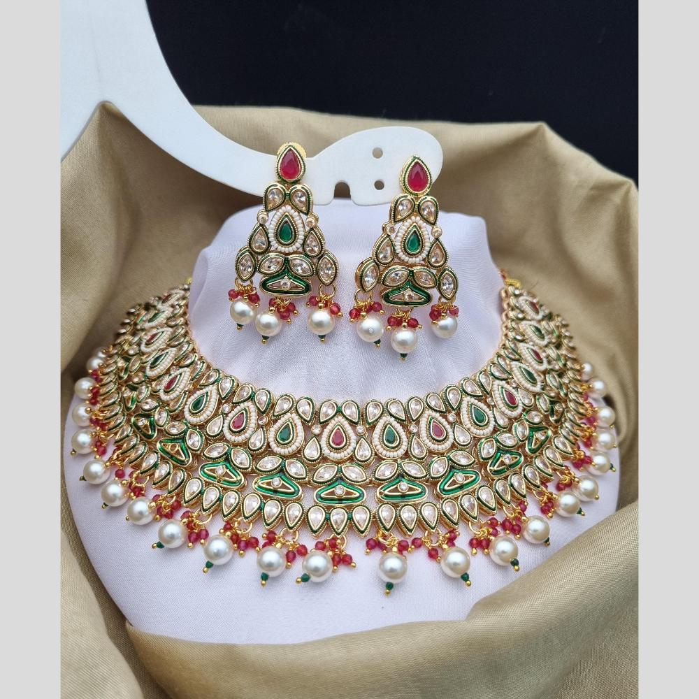 Reet Revaz Gold Finish Elegant Pota Pearl And Beads Necklace Set