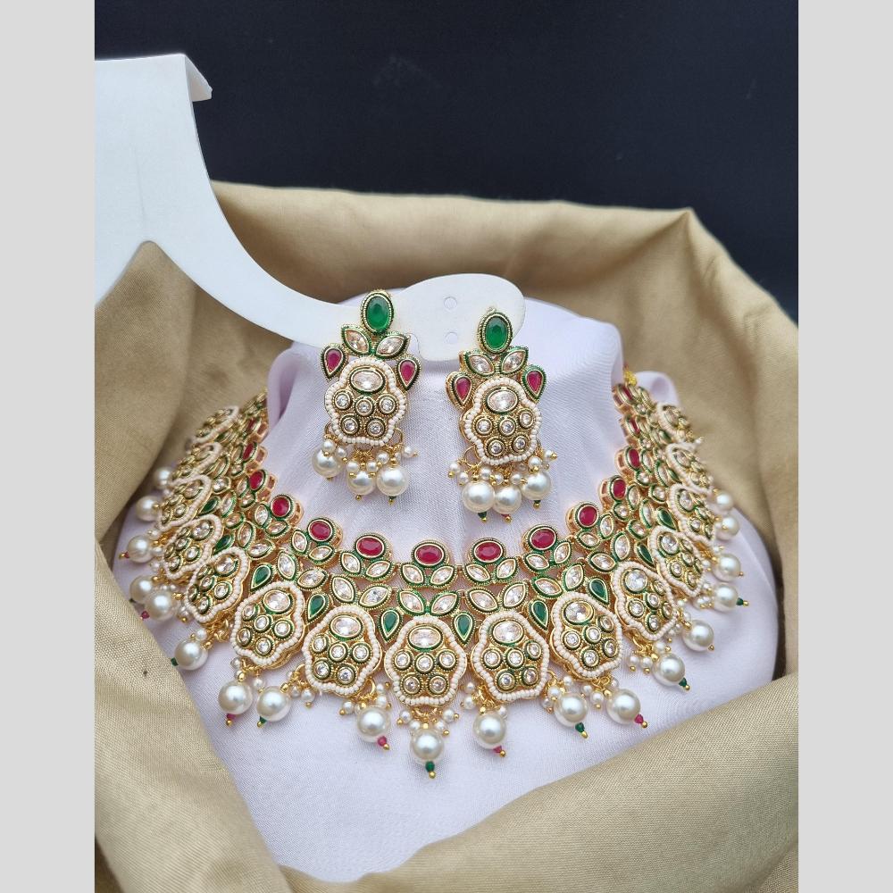 Reet Revaz Gold Finish Elegant Pota Pearl And Beads Necklace Set