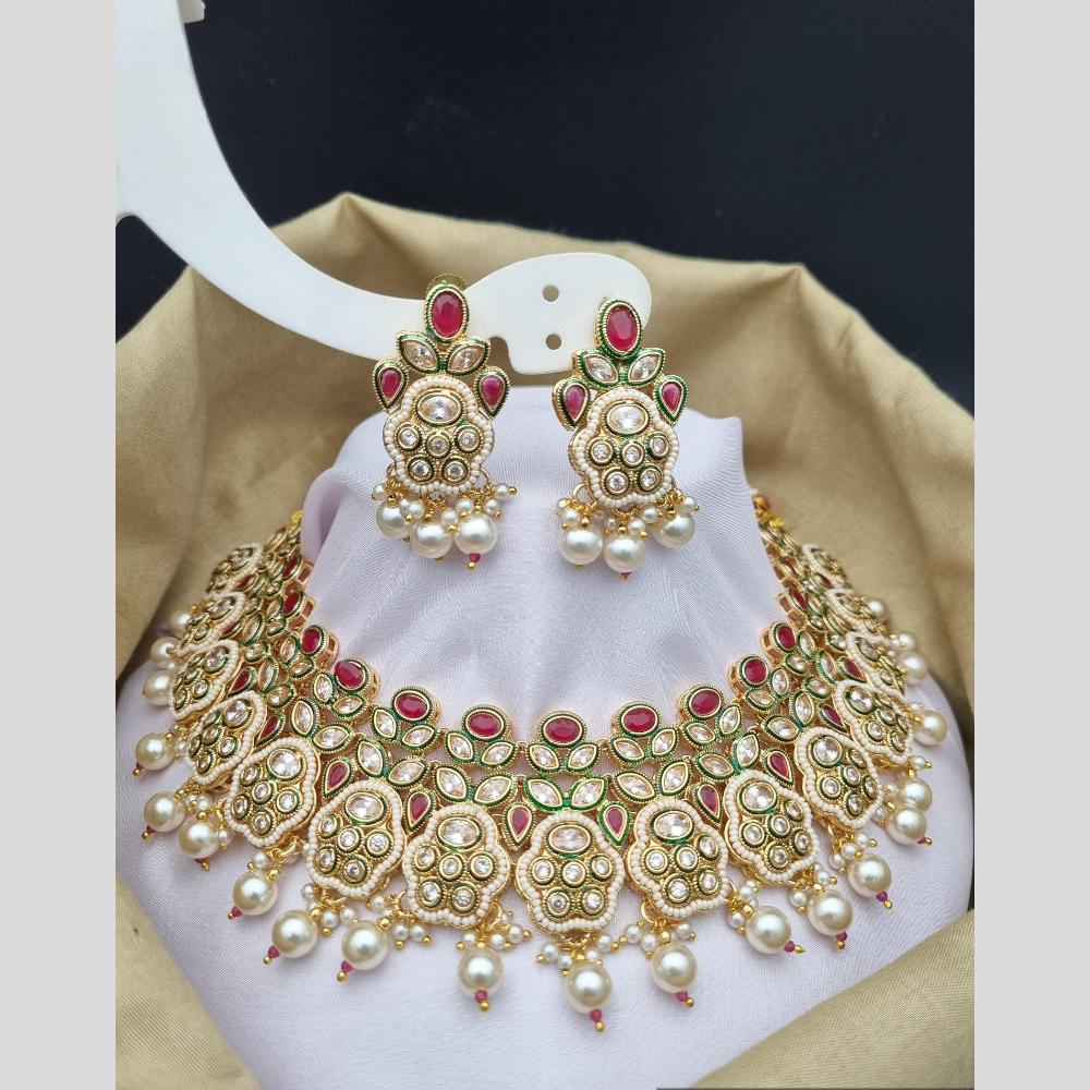 Reet Revaz Gold Finish Elegant Pota Pearl And Beads Necklace Set