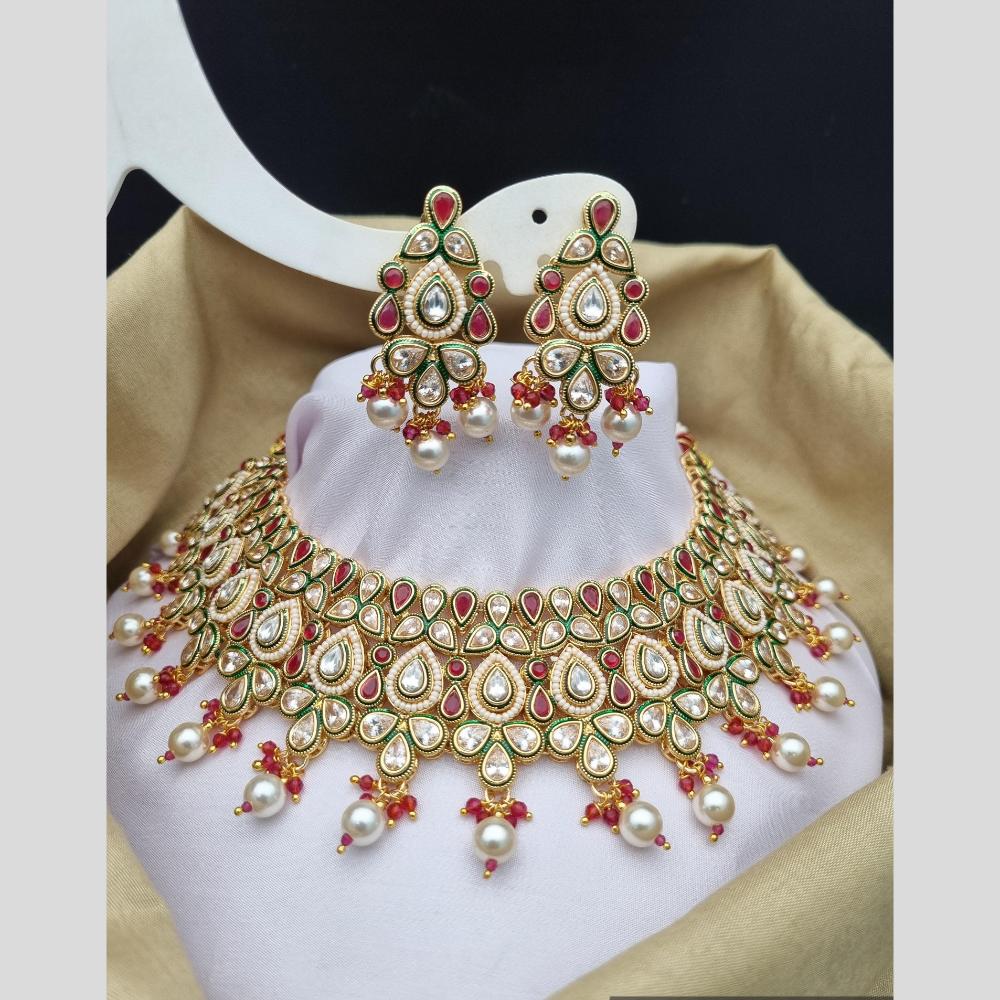 Reet Revaz Gold Finish Elegant Pota Pearl And Beads Necklace Set