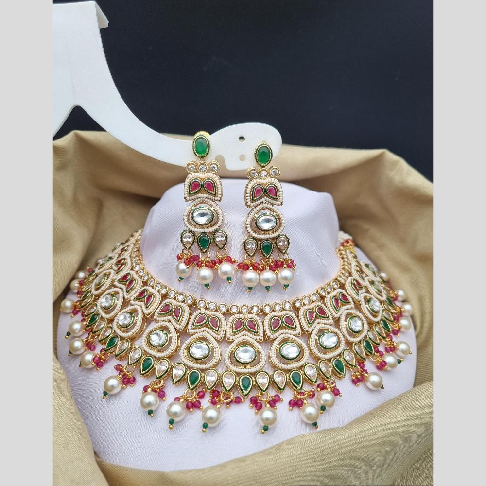 Reet Revaz Gold Finish Elegant Pota Pearl And Beads Necklace Set
