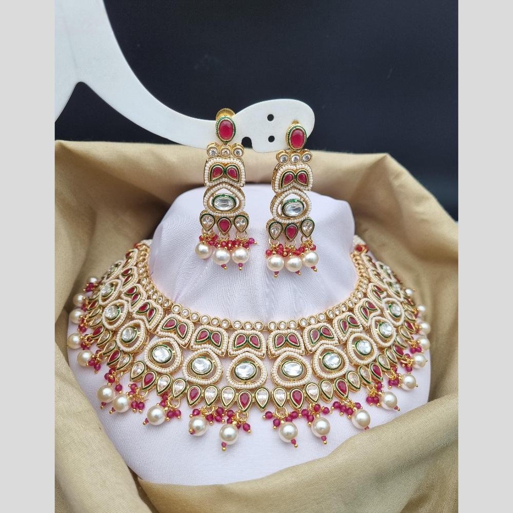 Reet Revaz Gold Finish Elegant Pota Pearl And Beads Necklace Set
